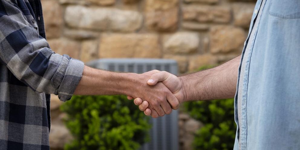 Partner and homeowner handshake